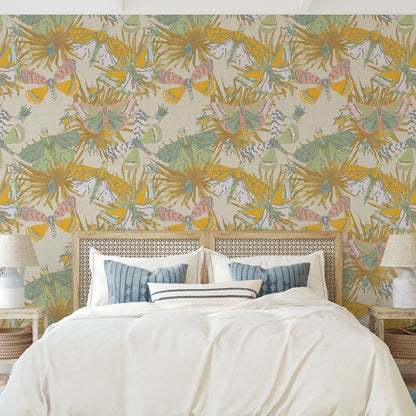 Jitterbug Botanical Butterflies Linen Wallpaper