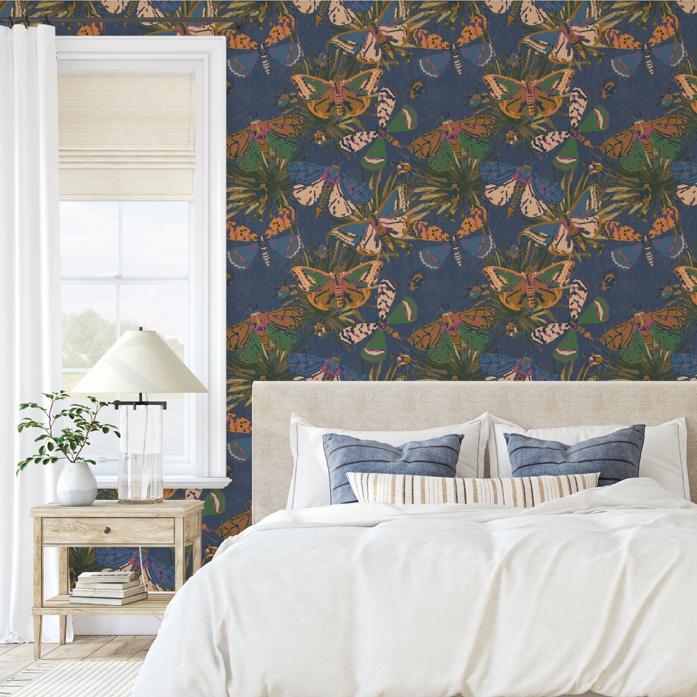 Jitterbug Botanical Butterflies Linen Wallpaper