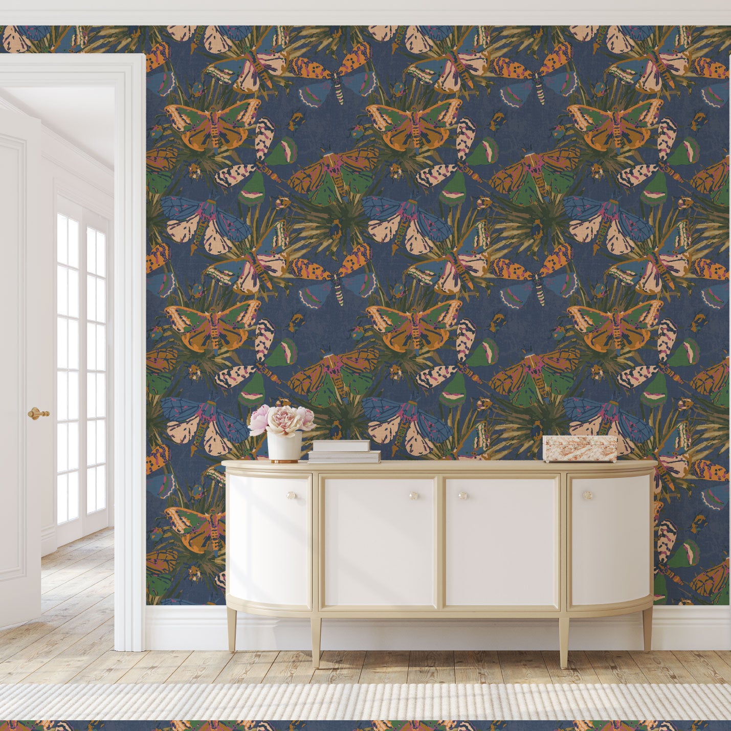 Jitterbug Botanical Butterflies Linen Wallpaper