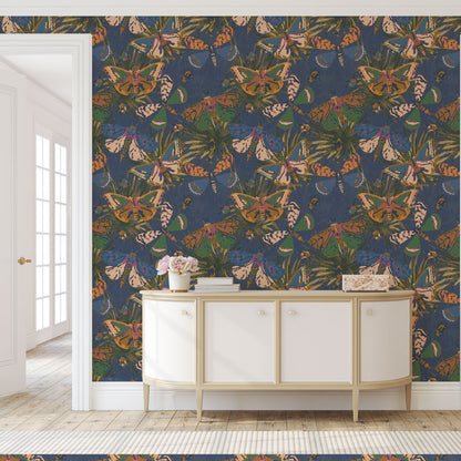 Jitterbug Botanical Butterflies Linen Wallpaper