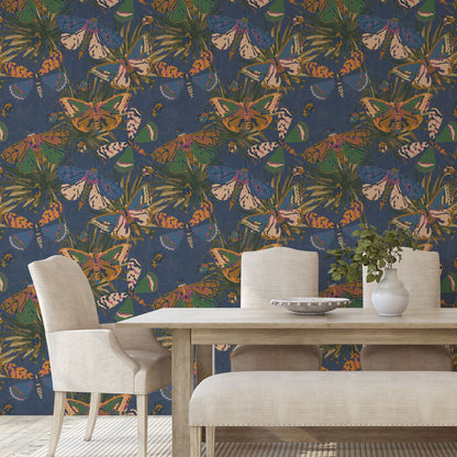Jitterbug Botanical Butterflies Linen Wallpaper
