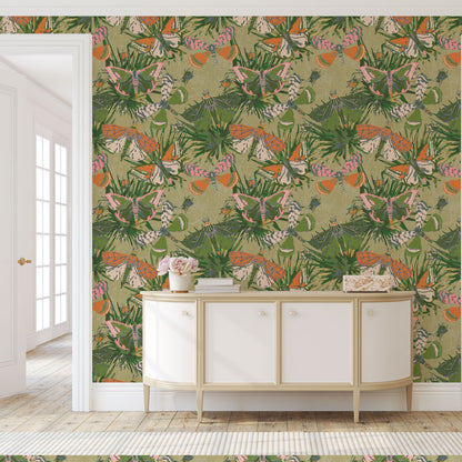 Jitterbug Botanical Butterflies Linen Wallpaper