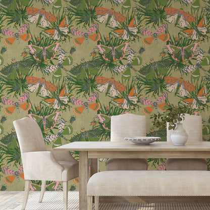 Jitterbug Botanical Butterflies Linen Wallpaper