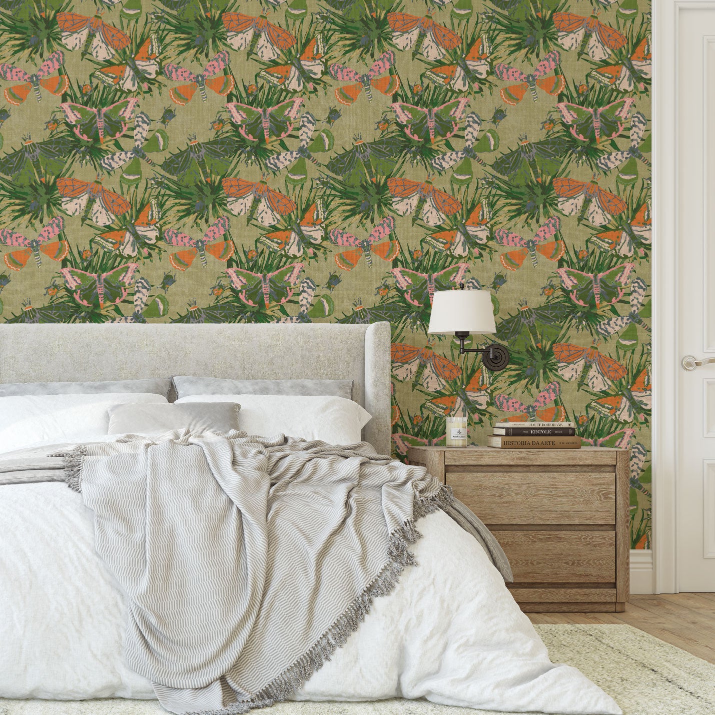 Jitterbug Botanical Butterflies Linen Wallpaper