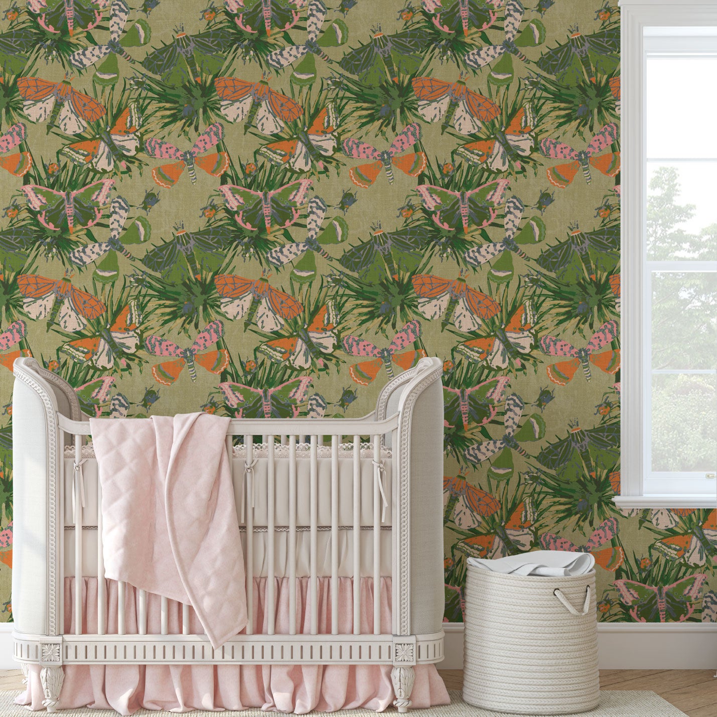 Jitterbug Botanical Butterflies Linen Wallpaper