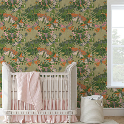 Jitterbug Botanical Butterflies Linen Wallpaper