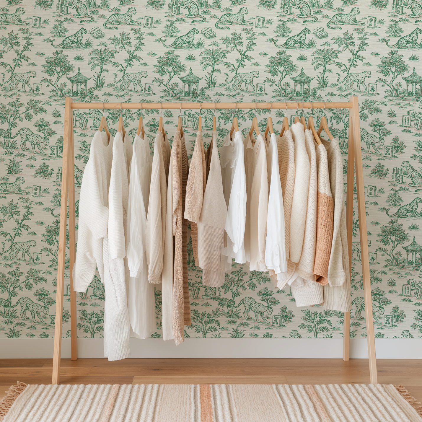 Jungle Jackpot Mahjong Toile Wallpaper