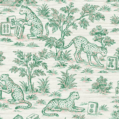 Jungle Jackpot Mahjong Toile Wallpaper