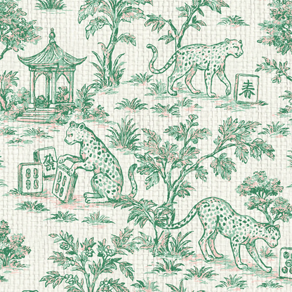 Jungle Jackpot Mahjong Toile Wallpaper