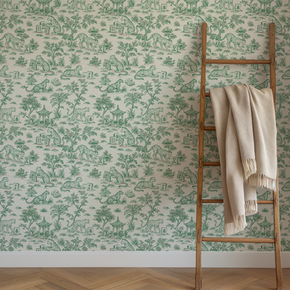 Jungle Jackpot Mahjong Toile Wallpaper