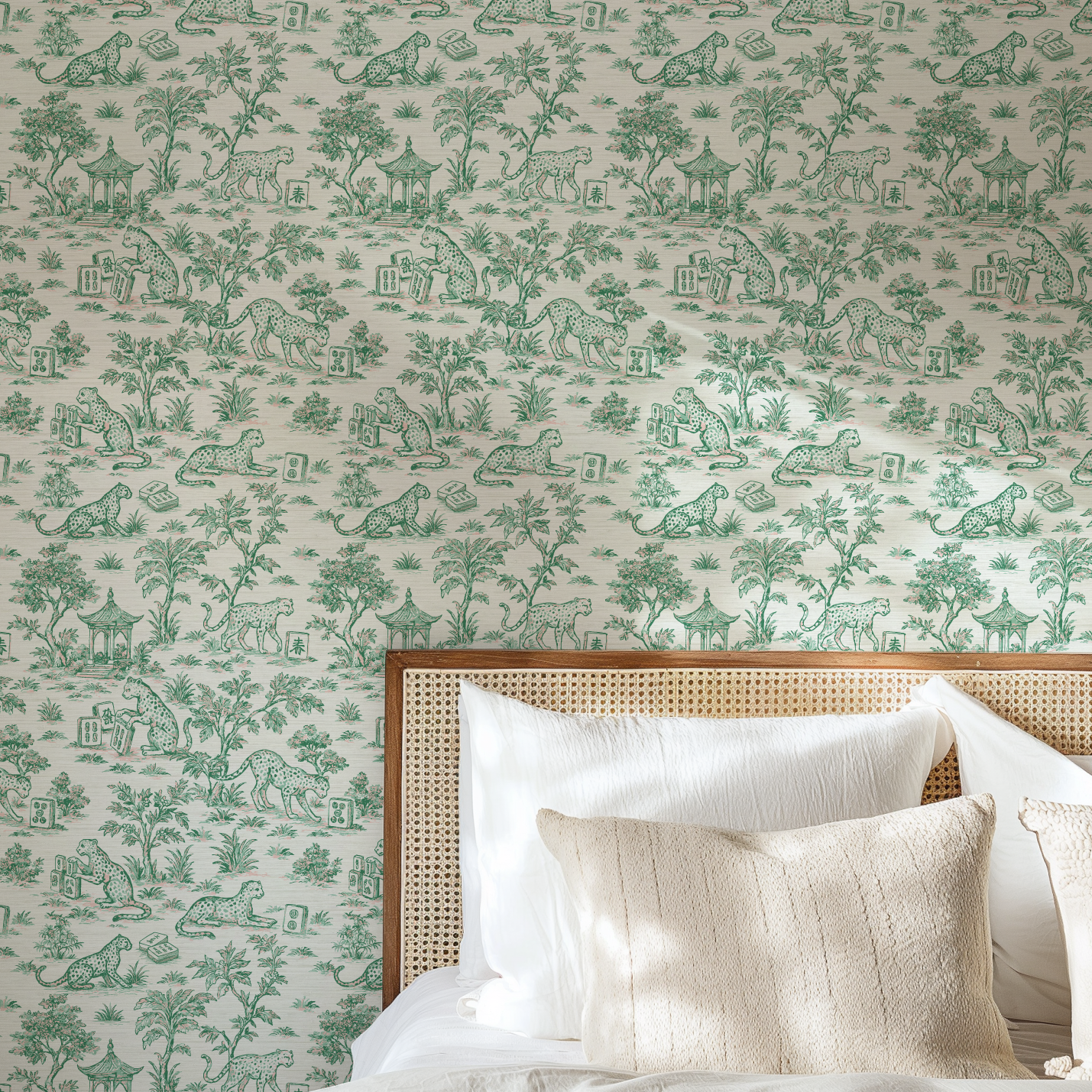 Jungle Jackpot Mahjong Toile Wallpaper