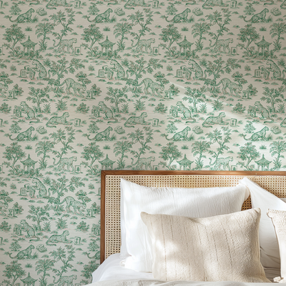 Jungle Jackpot Mahjong Toile Wallpaper