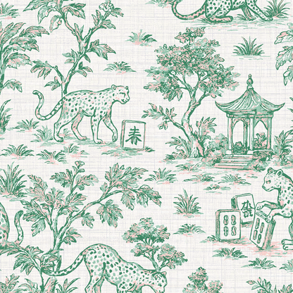 Jungle Jackpot Mahjong Toile Wallpaper