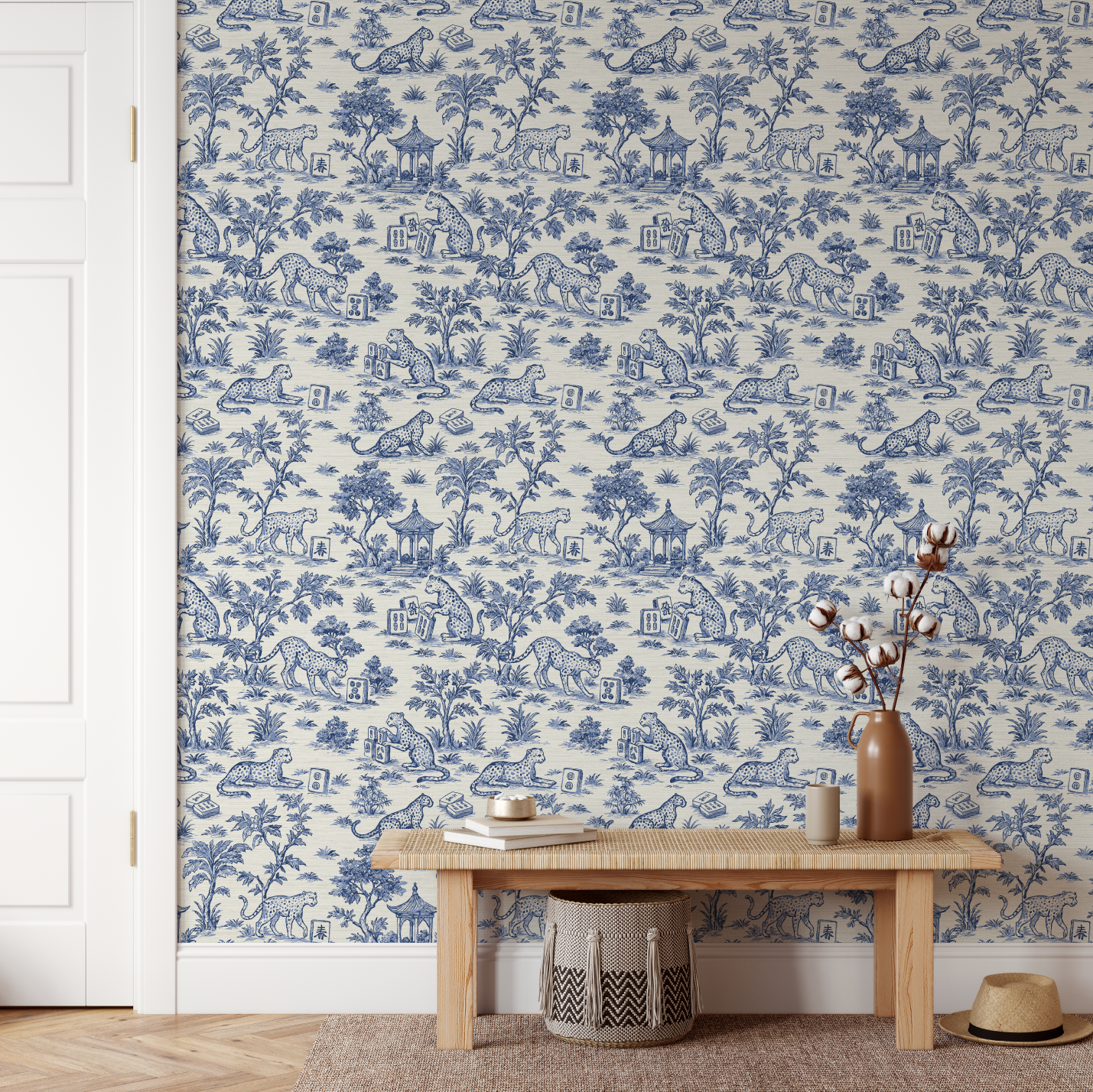 Jungle Jackpot Mahjong Toile Wallpaper