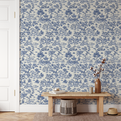 Jungle Jackpot Mahjong Toile Wallpaper