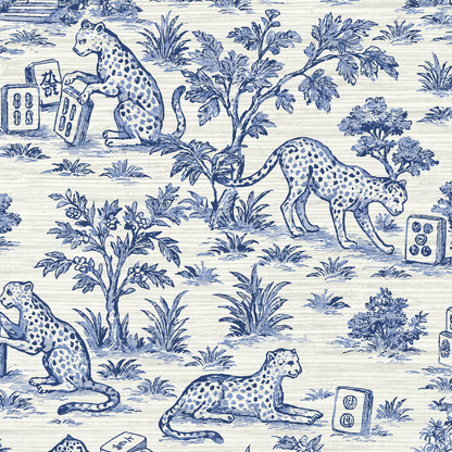 Jungle Jackpot Mahjong Toile Wallpaper