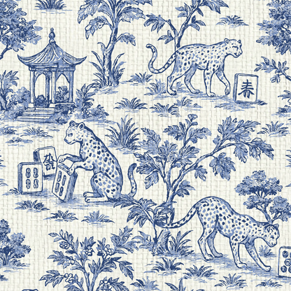 Jungle Jackpot Mahjong Toile Wallpaper
