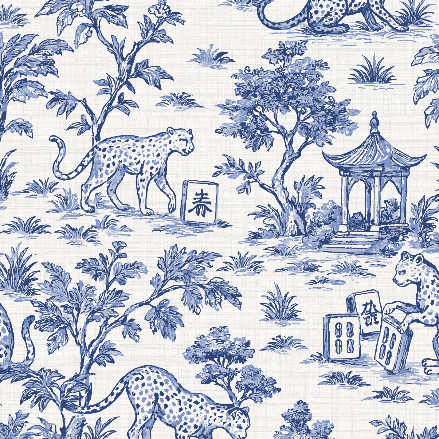 Jungle Jackpot Mahjong Toile Wallpaper