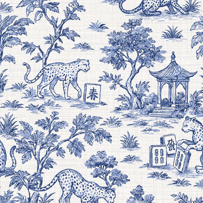 Jungle Jackpot Mahjong Toile Wallpaper
