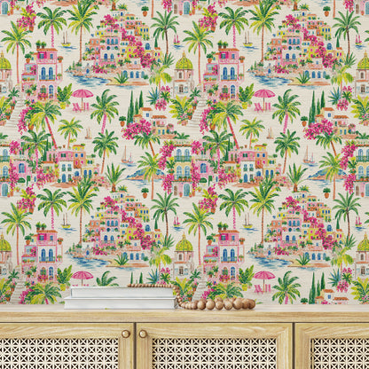 La Dolce Vita Coastal Toile Wallpaper