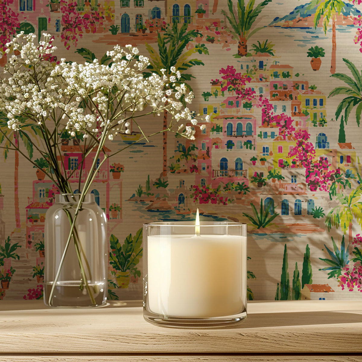 La Dolce Vita Coastal Toile Wallpaper