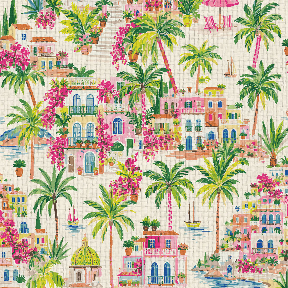 La Dolce Vita Coastal Toile Wallpaper