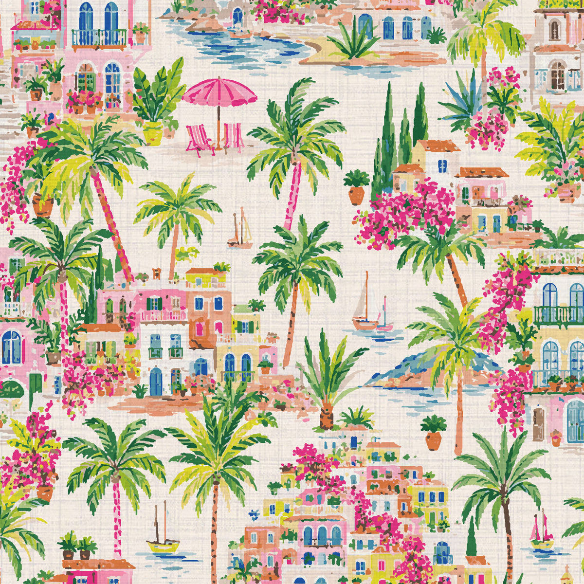 La Dolce Vita Coastal Toile Wallpaper