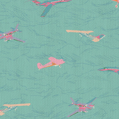 wallpaper Natural Textured Eco-Friendly Non-toxic High-quality  Sustainable Interior Design Bold Custom Tailor-made Retro chic Seaside Seashore Waterfront Vacation home styling Retreat Relaxed beach vibes Beach cottage Shoreline Oceanfront Nautical Cabana preppy coastal green blue teal ocean sky mountain airplane jet plane aeroplane pink teal purple pastel neon kids gameroom play toys paperweave paper weave
