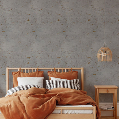 Natural Textured Eco-Friendly Non-toxic High-quality Sustainable practices Sustainability Interior Design Wall covering Bold Wallpaper Custom Tailor-made Retro chic cork nature luxury metallic shiny wood timeless coastal vacation interior design grain high-end gold metallic painted grey bedroom