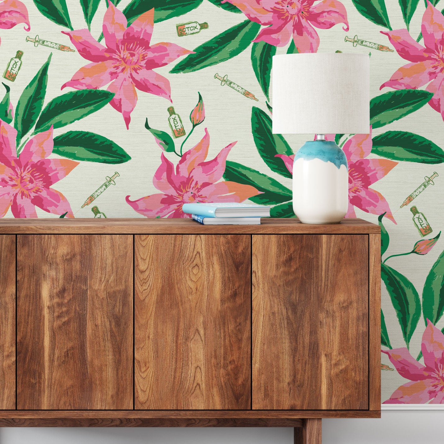 Botox Betty Floral Wallpaper