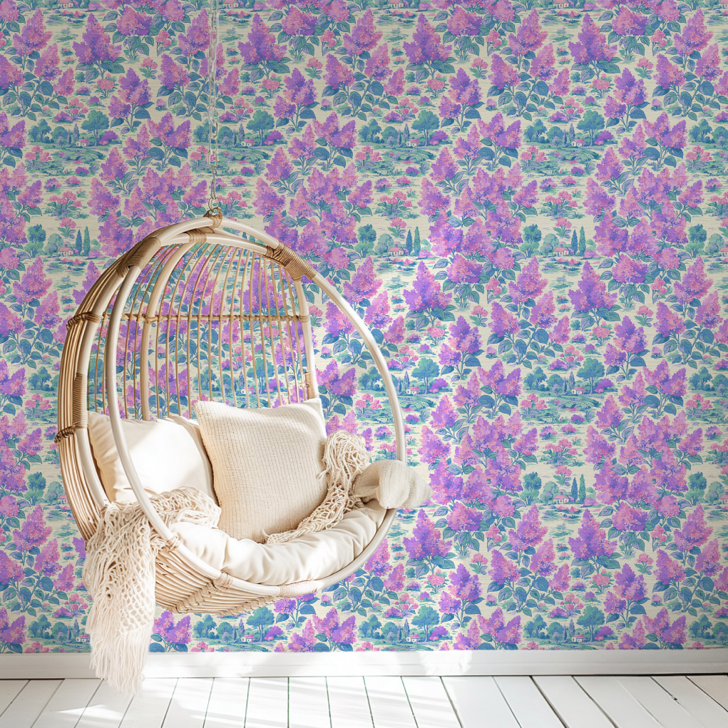 Lilac Affair Toile Wallpaper