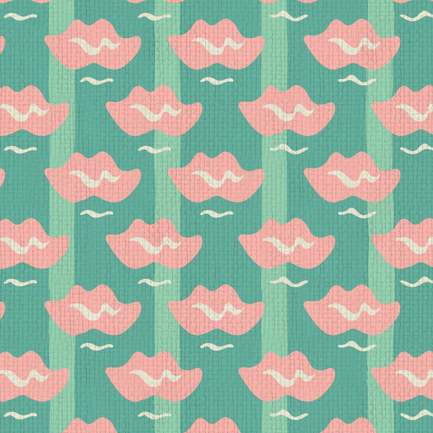 wallpaper Natural Textured Eco-Friendly Non-toxic High-quality  Sustainable Interior Design Bold Custom Tailor-made Retro chic Bold Salon Beauty lips Botox jungle bold stripe lips jungle tropical makeup pink green teal paper weave paperweave basketweave basket weave