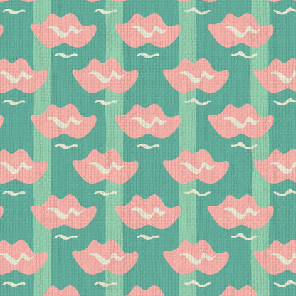 wallpaper Natural Textured Eco-Friendly Non-toxic High-quality  Sustainable Interior Design Bold Custom Tailor-made Retro chic Bold Salon Beauty lips Botox jungle bold stripe lips jungle tropical makeup pink green teal paper weave paperweave basketweave basket weave