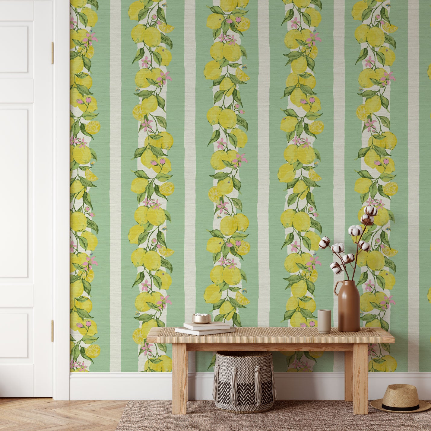 Love is a Lemon Field Stripe Wallpaper