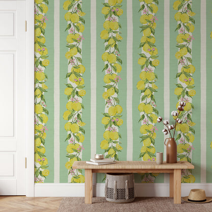 Love is a Lemon Field Stripe Wallpaper
