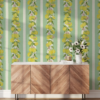 Love is a Lemon Field Stripe Wallpaper