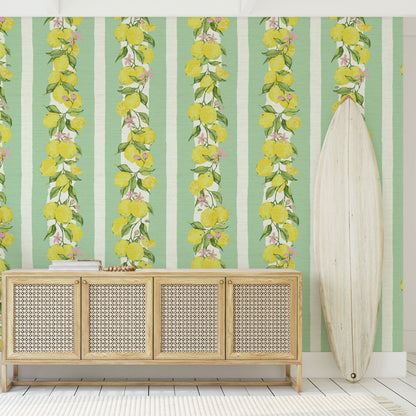Love is a Lemon Field Stripe Wallpaper
