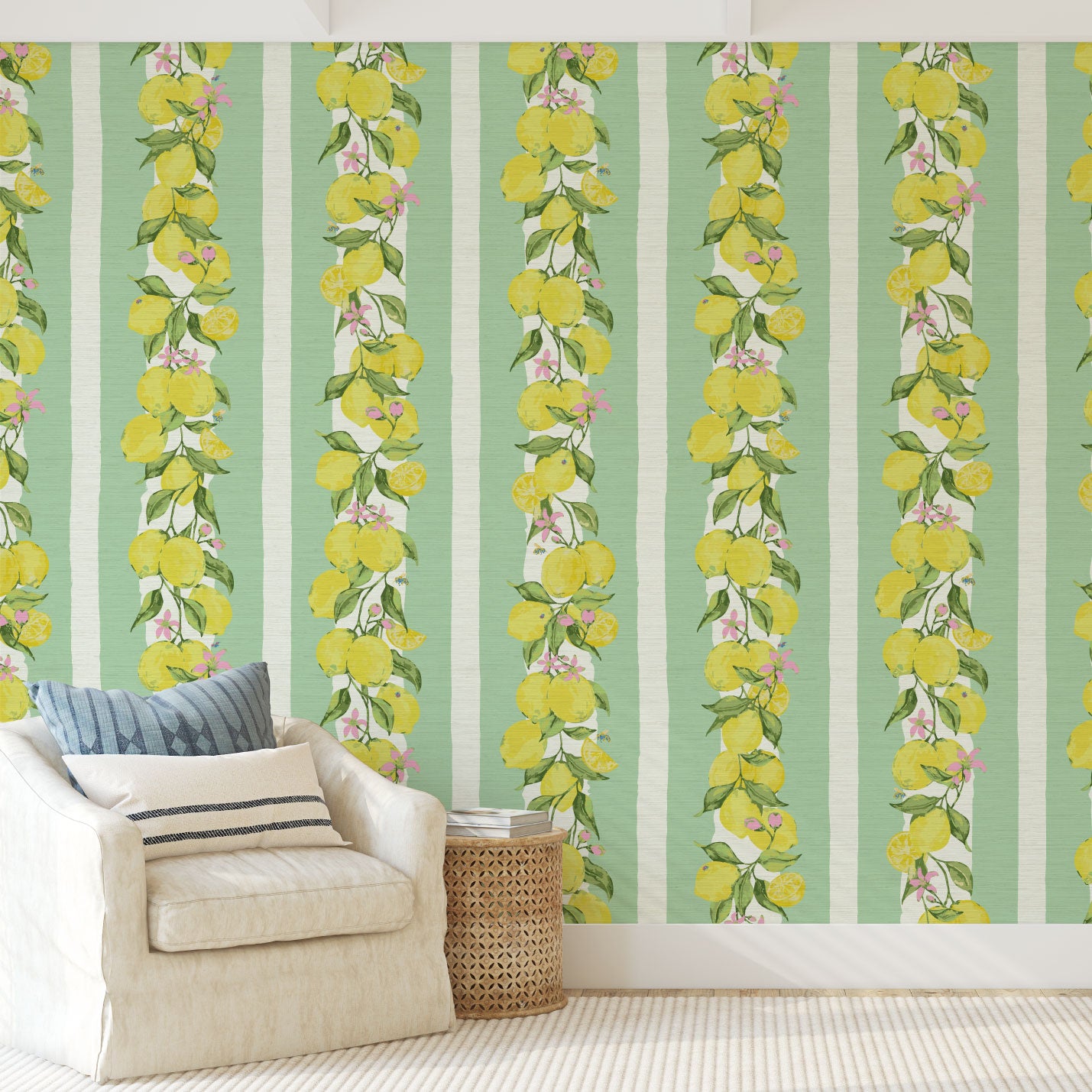 Love is a Lemon Field Stripe Wallpaper