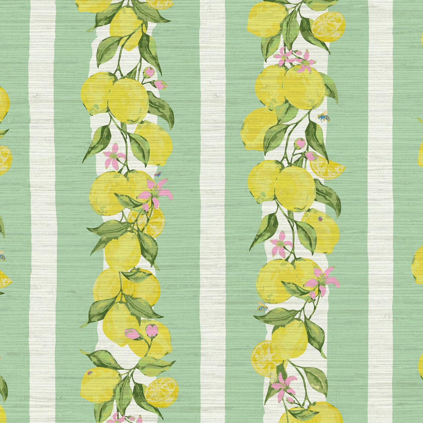Love is a Lemon Field Stripe Wallpaper