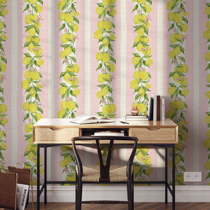 Love is a Lemon Field Stripe Wallpaper