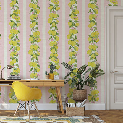 Love is a Lemon Field Stripe Wallpaper