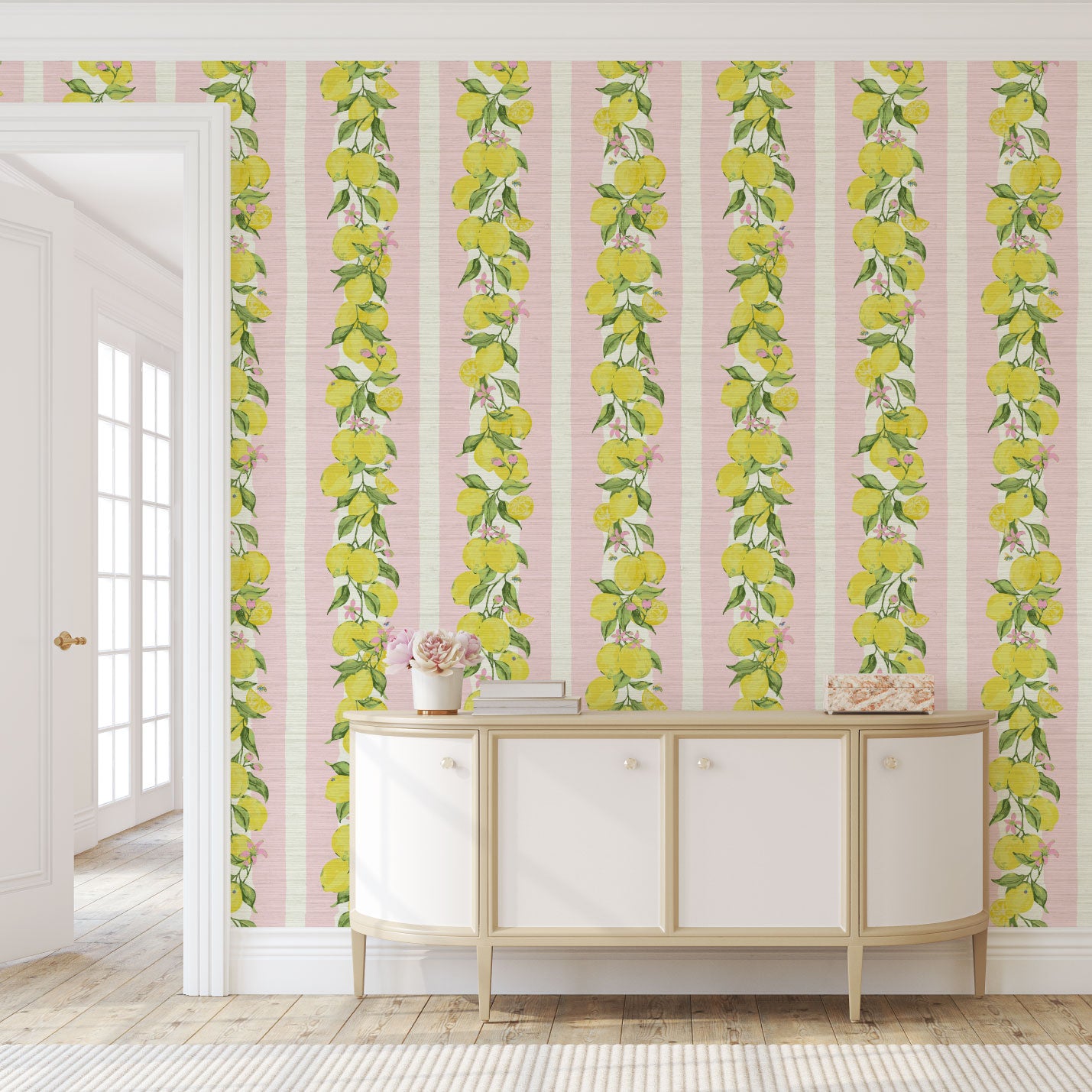 Love is a Lemon Field Stripe Wallpaper