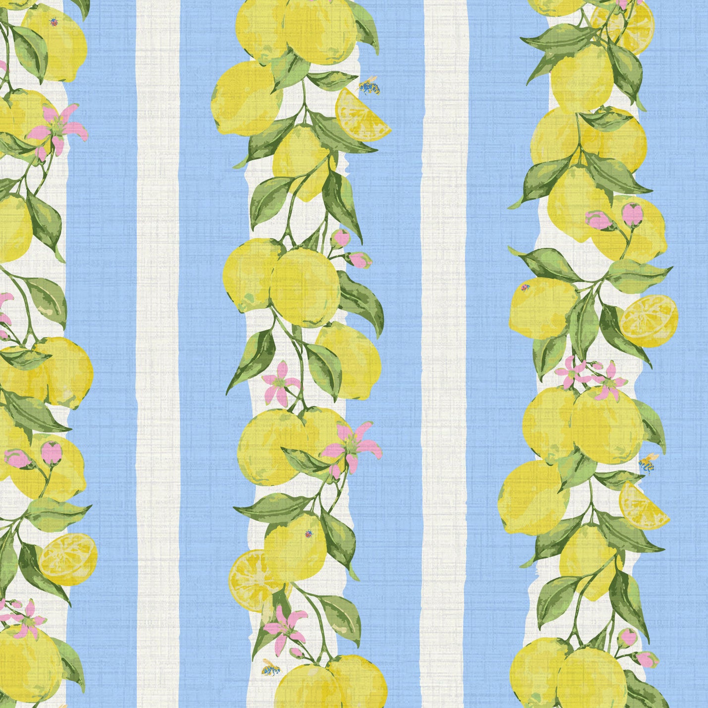 Love is a Lemon Field Stripe Wallpaper