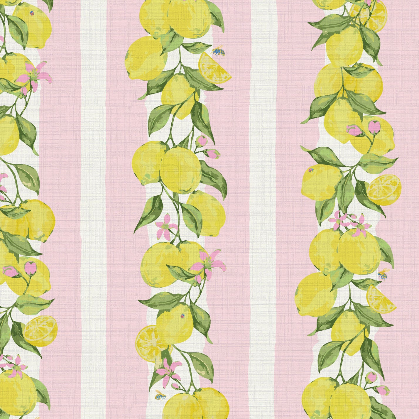 Love is a Lemon Field Stripe Wallpaper