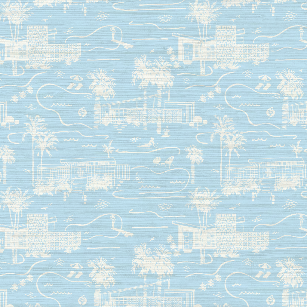 Love Shack Palm Springs Toile Wallpaper