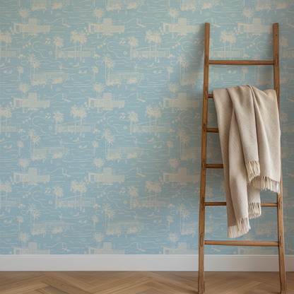Love Shack Palm Springs Toile Wallpaper