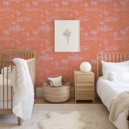 Love Shack Palm Springs Toile Wallpaper
