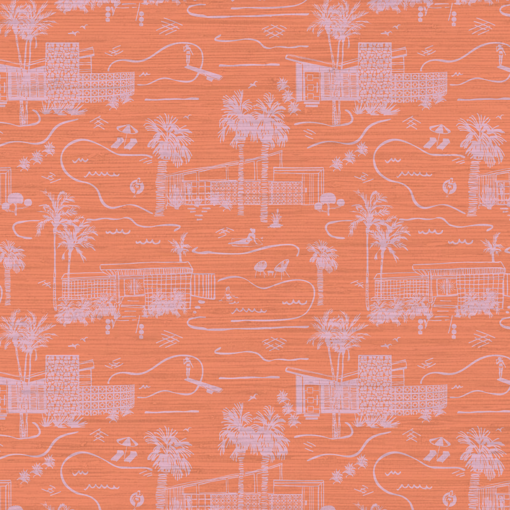 Love Shack Palm Springs Toile Wallpaper