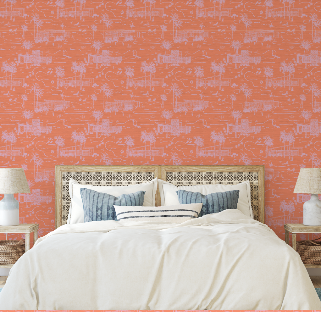 Love Shack Palm Springs Toile Wallpaper