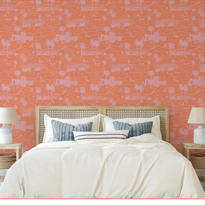 Love Shack Palm Springs Toile Wallpaper